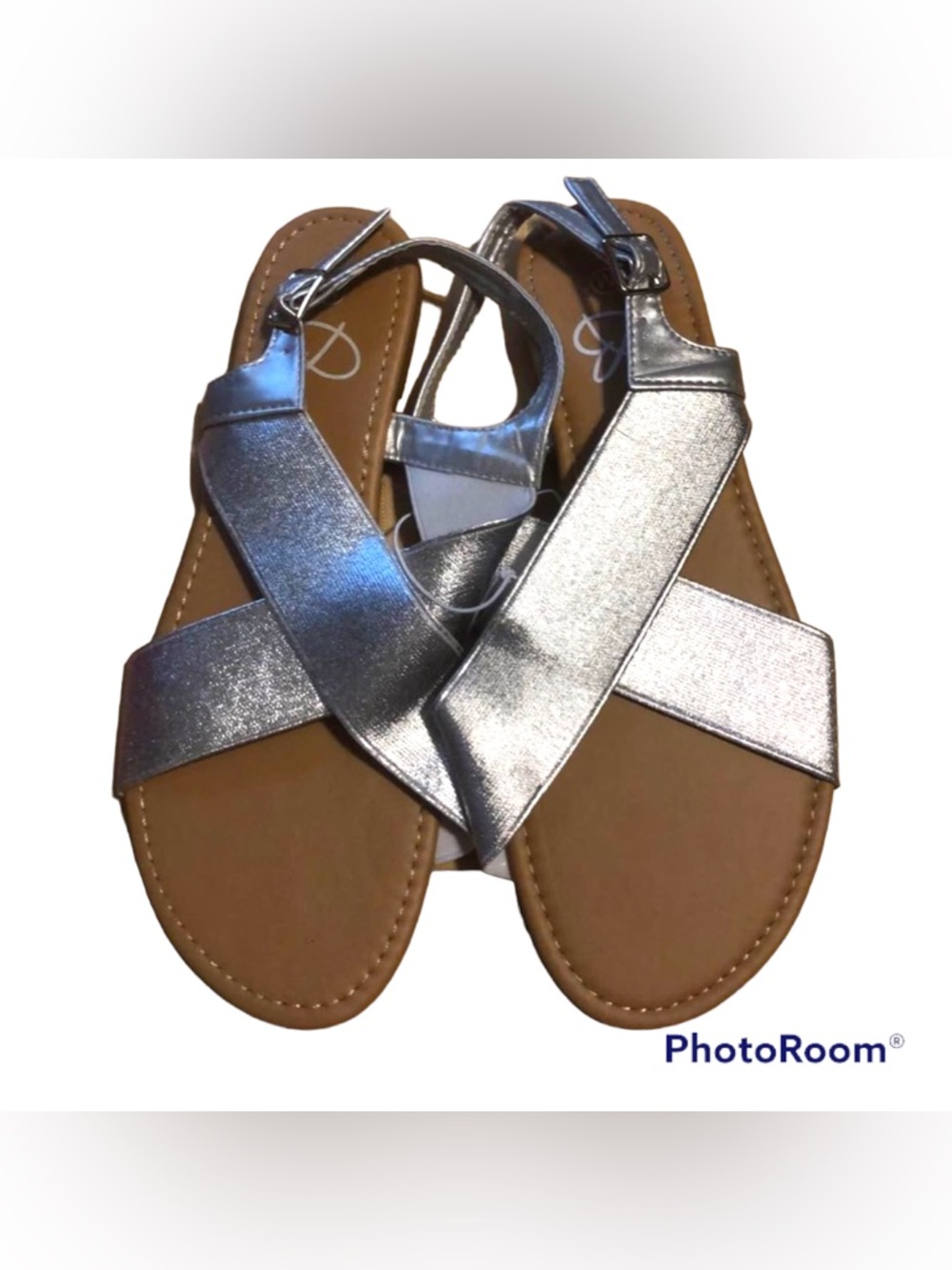 Bobbie Brooks Silver Cross Sandals Ladies’ M (7-8) NEW NWT